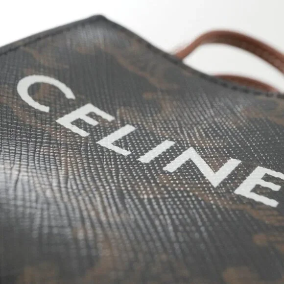 Celine Charm Brown White Gold Triomphe Canvas Logo Micro Vertical Cabas - Picture 6 of 6